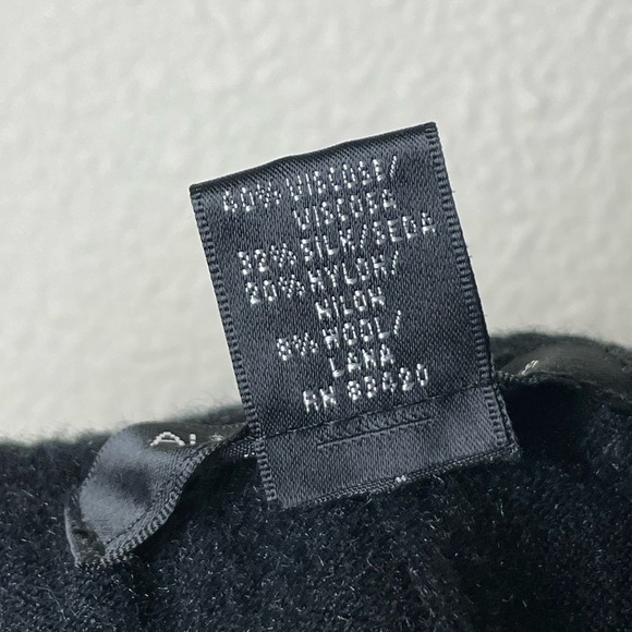 August Silk Women's Large Black Silk Wool Blend Straight Leg Pants Pull On Knit - Picture 16 of 16